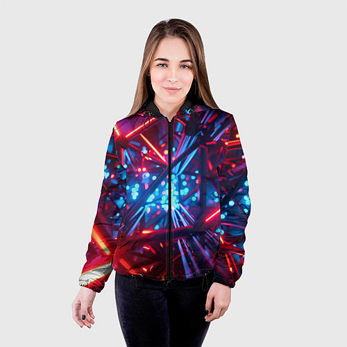 Женская куртка Неоновые трубки / 3D-Черный – фото 4