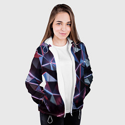 Куртка с капюшоном женская Неоновые геометрические плиты, цвет: 3D-белый — фото 2