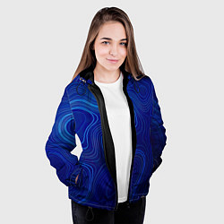 Куртка с капюшоном женская Синяя топография, цвет: 3D-черный — фото 2