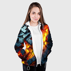 Куртка с капюшоном женская Трехмерные кубики с разрушением, цвет: 3D-белый — фото 2