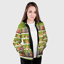 Куртка с капюшоном женская Много капибар семьей на Новый год и Рождество, цвет: 3D-черный — фото 2