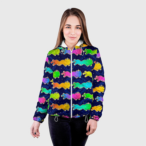 Женская куртка Коты единороги / 3D-Белый – фото 4