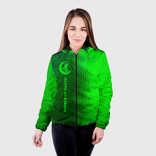 Женская куртка Angels of Death - green gradient по-вертикали / 3D-Черный – фото 4