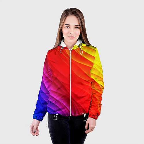 Женская куртка Абстрактные волны текстура / 3D-Белый – фото 4