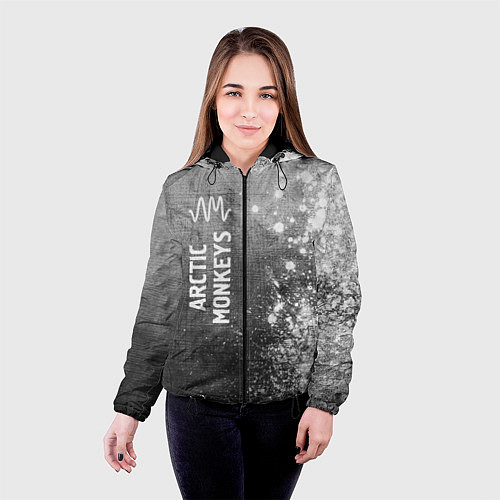 Женская куртка Arctic Monkeys - grey gradient по-вертикали / 3D-Черный – фото 4