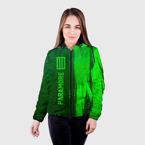 Женская куртка Paramore - green gradient по-вертикали / 3D-Черный – фото 4