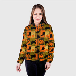 Куртка с капюшоном женская Хэллоуин мозаика, цвет: 3D-черный — фото 2
