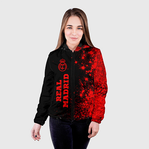 Женская куртка Real Madrid - red gradient по-вертикали / 3D-Черный – фото 4