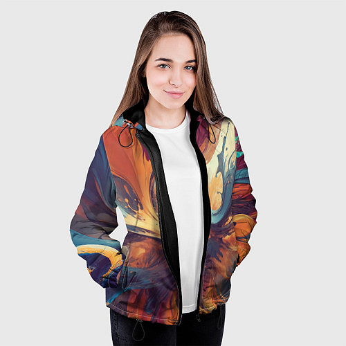 Женская куртка Акриловая абстракция в стиле Vallejo / 3D-Черный – фото 3