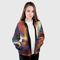 Куртка с капюшоном женская Акриловая абстракция в стиле Vallejo, цвет: 3D-черный — фото 2