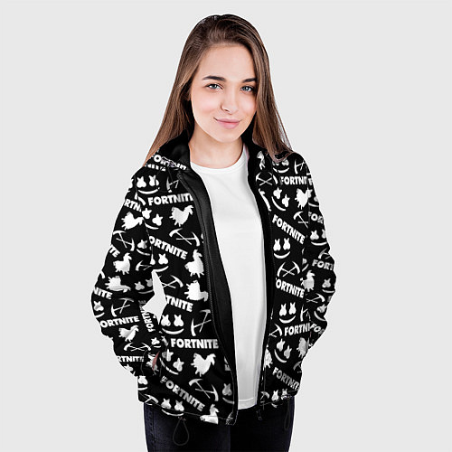 Женская куртка Fortnite black pattern / 3D-Черный – фото 3