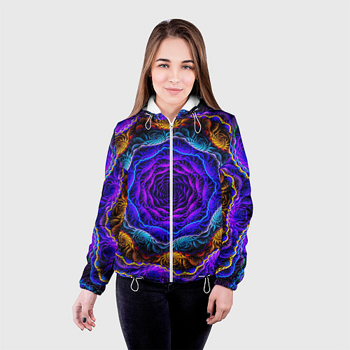 Женская куртка Неоновая психоделика / 3D-Белый – фото 4