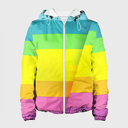 Куртка с капюшоном женская Разноцветные полосы, цвет: 3D-белый