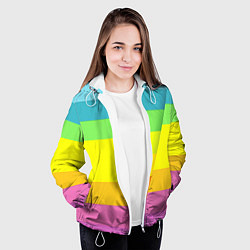 Куртка с капюшоном женская Разноцветные полосы, цвет: 3D-белый — фото 2