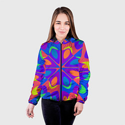 Куртка с капюшоном женская Оптический узор красочная мозаика, цвет: 3D-черный — фото 2