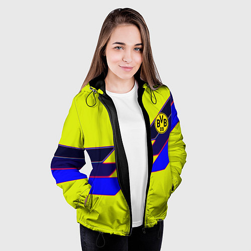 Женская куртка Боруссиа текстура спорт / 3D-Черный – фото 3