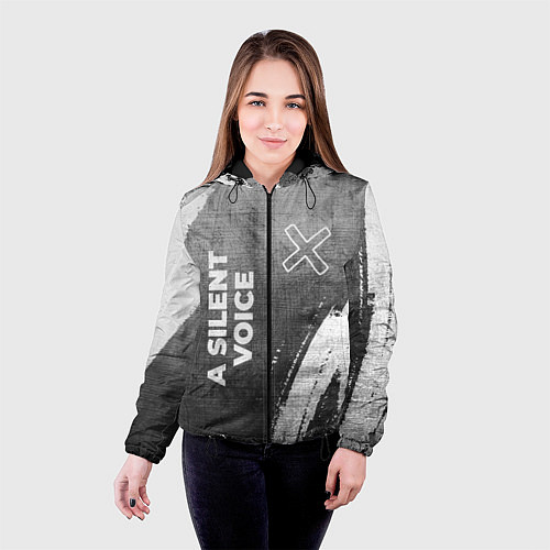 Женская куртка A Silent Voice - grey gradient вертикально / 3D-Черный – фото 4
