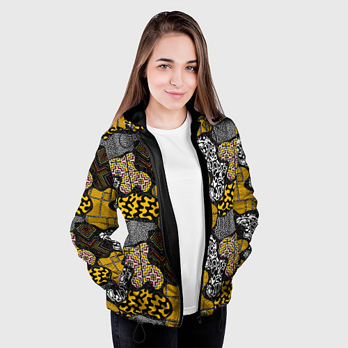 Женская куртка Этнический паттерн / 3D-Черный – фото 3
