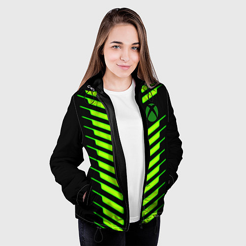 Женская куртка Xbox green line / 3D-Черный – фото 3