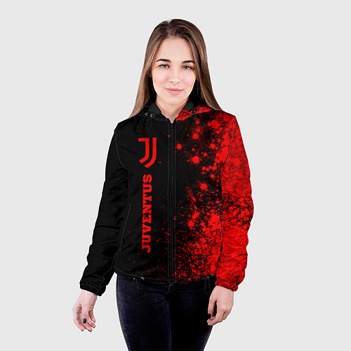 Женская куртка Juventus - red gradient по-вертикали / 3D-Черный – фото 4