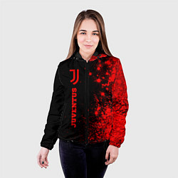 Куртка с капюшоном женская Juventus - red gradient по-вертикали, цвет: 3D-черный — фото 2