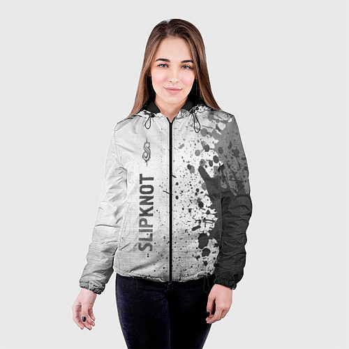 Женская куртка Slipknot - white gradient по-вертикали / 3D-Черный – фото 4