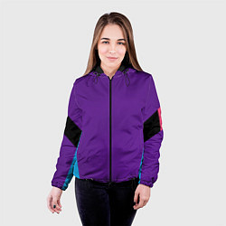 Куртка с капюшоном женская Стиль 90-х геометрия спортивная, цвет: 3D-черный — фото 2
