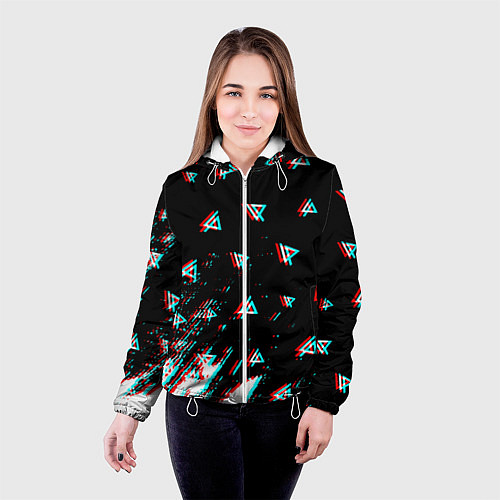 Женская куртка Linkin park glitch patern / 3D-Белый – фото 4