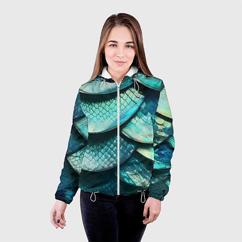 Женская куртка Чешуя крупной рыбы / 3D-Белый – фото 4