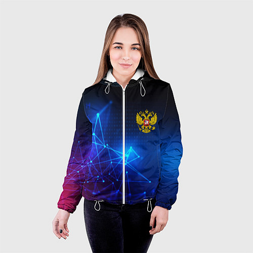 Женская куртка Герб РФ абстракция текстура / 3D-Белый – фото 4