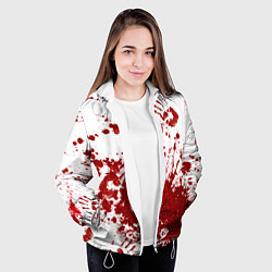 Куртка с капюшоном женская Кровавые следы и отпечатки рук, цвет: 3D-белый — фото 2