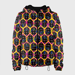 Куртка с капюшоном женская Игровые кости паттерн, цвет: 3D-черный