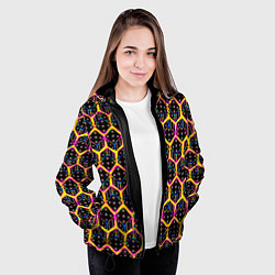 Куртка с капюшоном женская Игровые кости паттерн, цвет: 3D-черный — фото 2