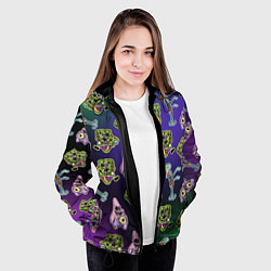 Куртка с капюшоном женская Губка Боб - паттерн хэллоуин, цвет: 3D-черный — фото 2