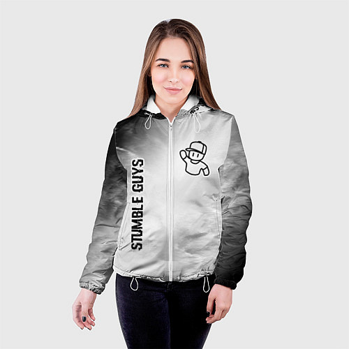 Женская куртка Stumble Guys glitch на светлом фоне вертикально / 3D-Белый – фото 4
