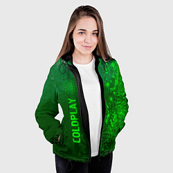 Куртка с капюшоном женская Coldplay - green gradient по-вертикали, цвет: 3D-черный — фото 2