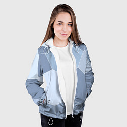 Куртка с капюшоном женская Стальной голубой крупная мозаика, цвет: 3D-белый — фото 2