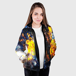 Куртка с капюшоном женская Космическая абстракция, цвет: 3D-черный — фото 2