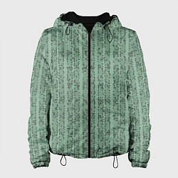 Куртка с капюшоном женская Холодный зелёный полосы с мелкими крапинками, цвет: 3D-черный