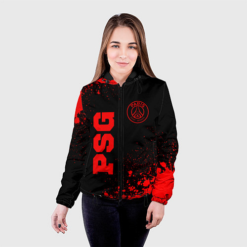 Женская куртка PSG - red gradient вертикально / 3D-Черный – фото 4