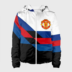 Куртка с капюшоном женская Манчестер Юнайтед спорт текстура, цвет: 3D-белый