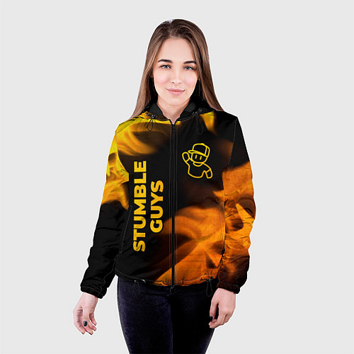 Женская куртка Stumble Guys - gold gradient вертикально / 3D-Черный – фото 4