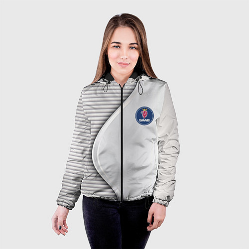 Женская куртка Saab metal texture / 3D-Черный – фото 4