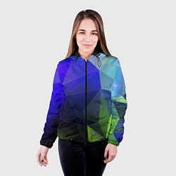Куртка с капюшоном женская Неоновые треугольники геометрия, цвет: 3D-черный — фото 2