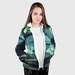 Куртка с капюшоном женская Сказочный грибной лес на похожей планете - фантази, цвет: 3D-белый — фото 2