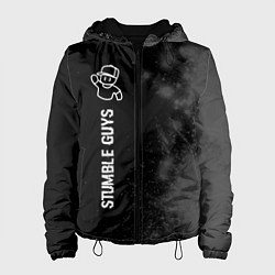 Женская куртка Stumble Guys glitch на темном фоне по-вертикали