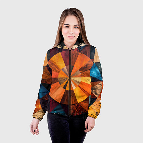 Женская куртка Круговая мозайка / 3D-Черный – фото 4
