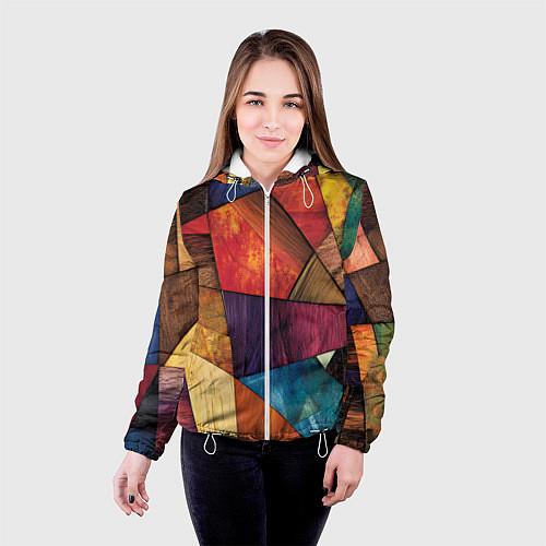 Женская куртка Мозайка геометрическая / 3D-Белый – фото 4