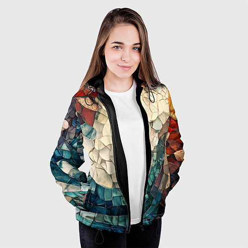 Женская куртка Мозаика в виде плитки / 3D-Черный – фото 3