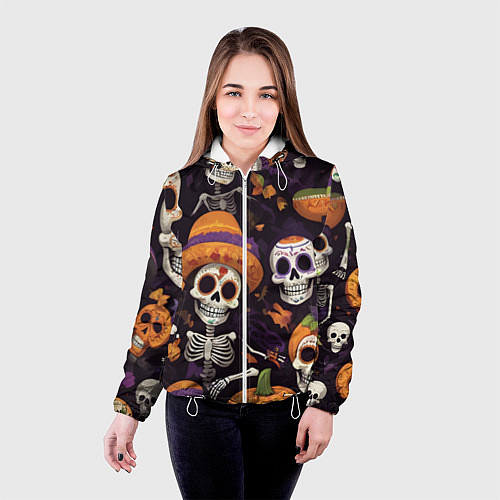 Женская куртка Страшилки хэллоуин / 3D-Белый – фото 4